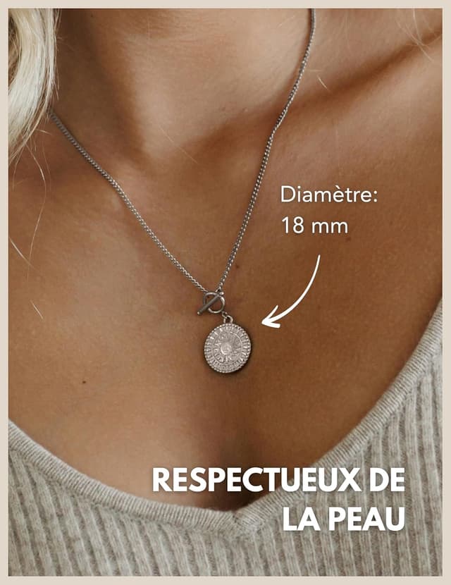 Detalle 2 de GD GOOD.designs EST. 2015 Collier Soleil étanche réglable en acier inox 316L plaqué or 18K