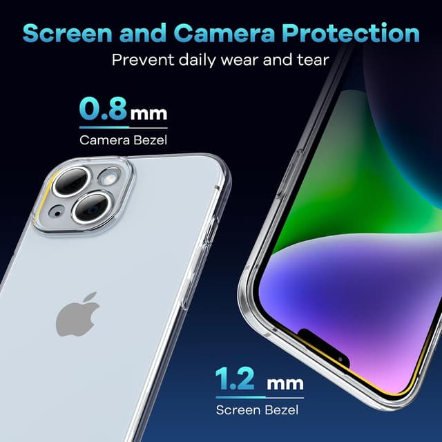 Detalle de Caslord Ultra Thin TPU Clear Case for iPhone 14 (Transparent, Shockproof)