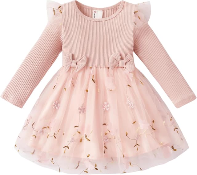 Detalle de PATPAT Robe tutu en tulle pour bébé fille à manches longues