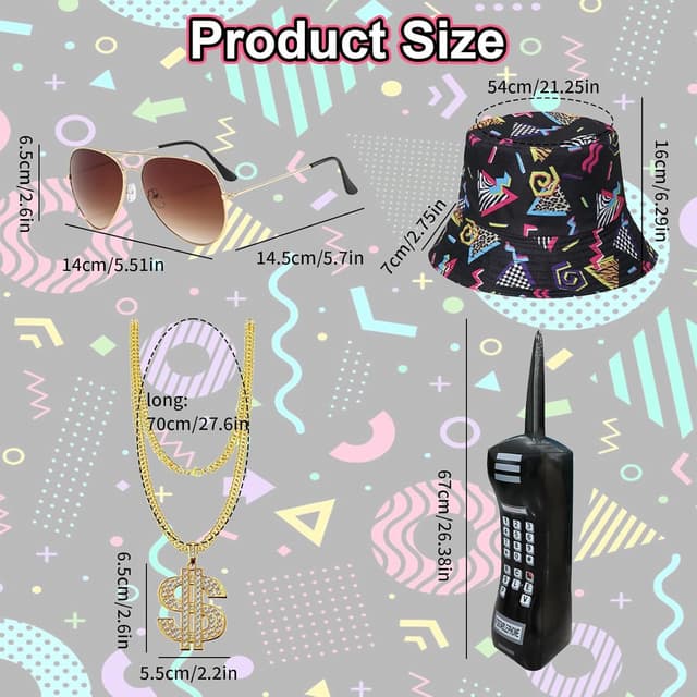 Thumbnail 1 de Xerteam 80s 90s Fancy Dress 6 Accessories