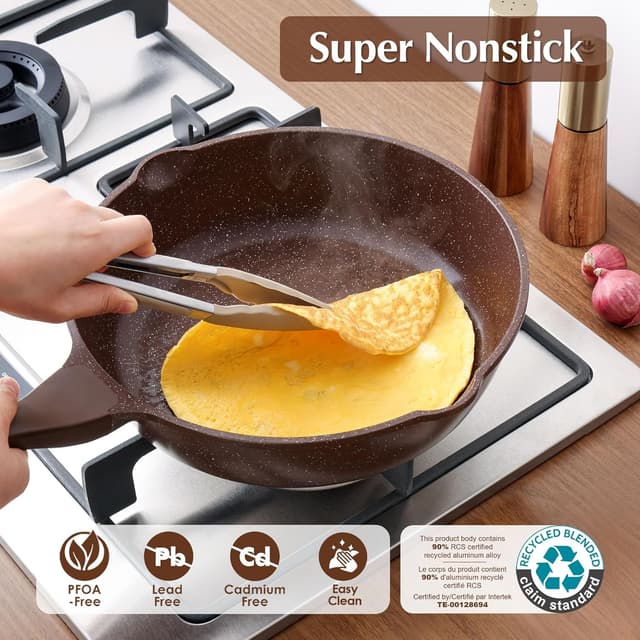 Detalle 2 de SENSARTE Nonstick Deep Frying Pan Skillet (12-inch) with Lid, Stay-Cool Handle, Induction Compatible