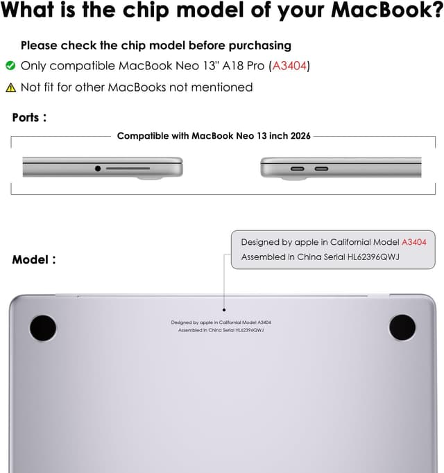 Detalle 2 de eleger Crystal Clear hard shell case for MacBook Neo 13 inch (A18 Pro, 2026) with crystal-transparent protection