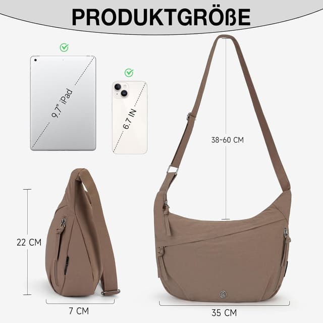 Detalle de VIMUTI Halbmond Umhängetasche Damen – wasserabweisende Nylon Crossbody Bag mit verstellbarem Schultergurt