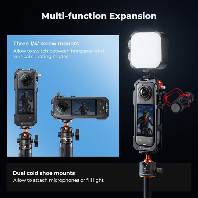 Detalle de K&F CONCEPT Käfig für Insta360 X5 Aluminiumgehäuse