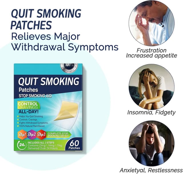 Detalle 1 de 60Pcs Quit Smoking Patches (Step 1–3) 2-Week Kit Quit Smoking Stickers