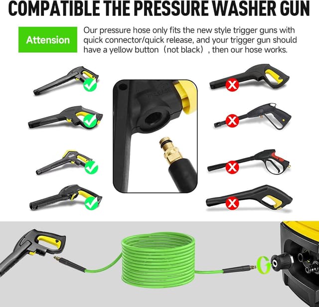 Detalle 2 de OHAYORI 10m Pressure Washer Hose Replacement (Click Type Quick Connect) for Karcher K2–K7