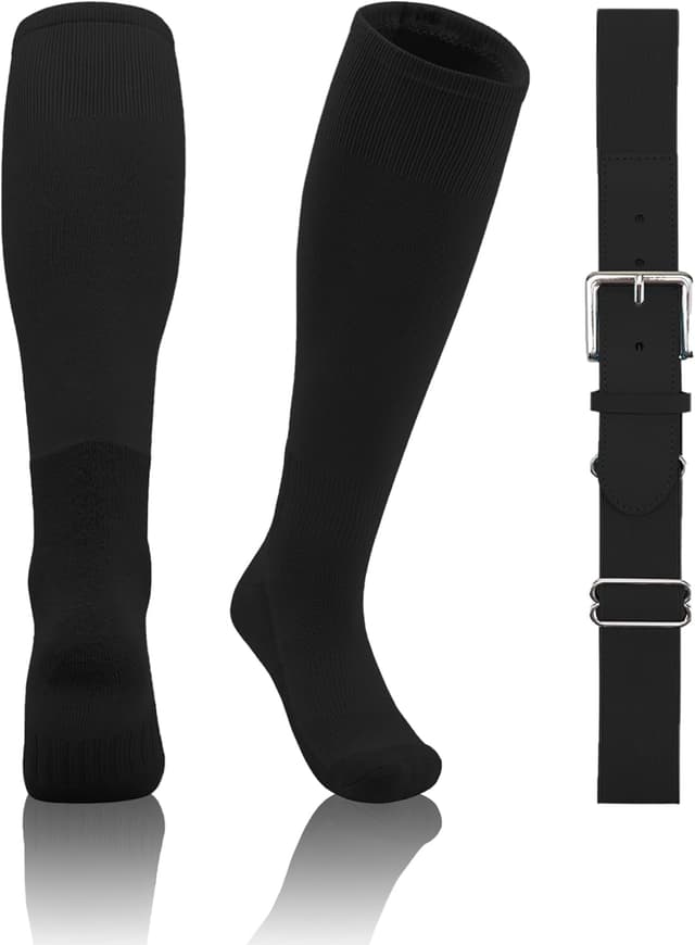 Detalle de QBK Toddler Baseball Socks & Belt Combo Set (2T–5T) for T-Ball, Baseball, and Softball