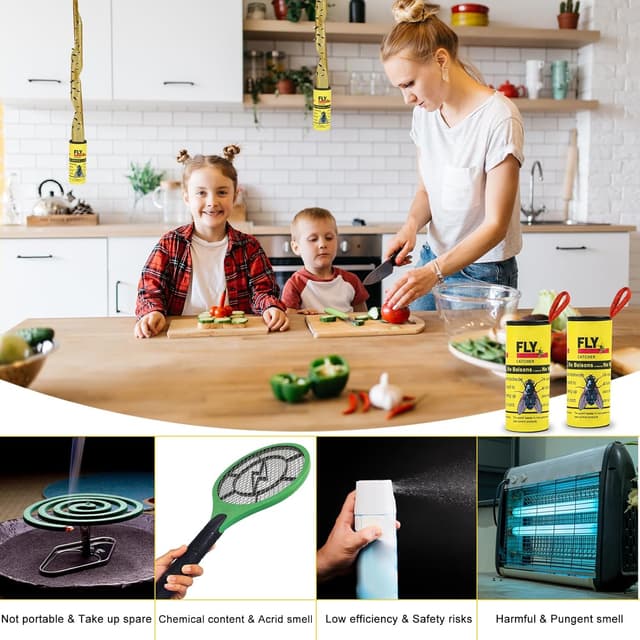 Thumbnail 6 de 18PCS Fly Paper Strips (TRIITECH) Sticky Fly Ribbon Traps for Indoor & Outdoor