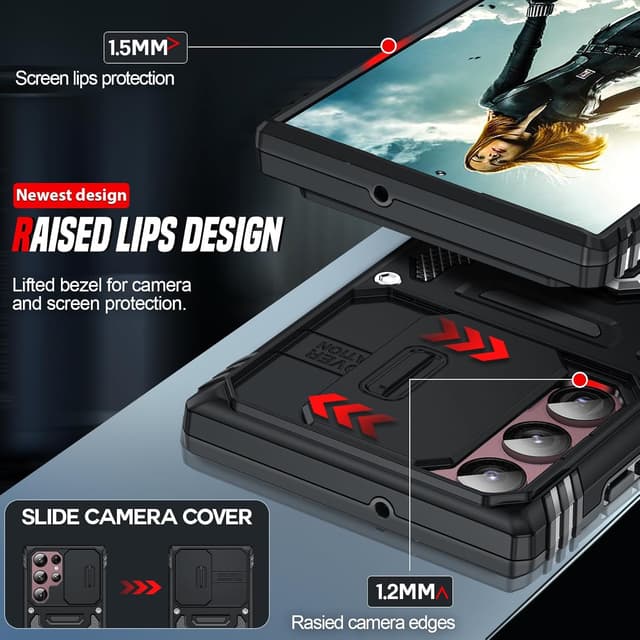 Detalle 2 de LeYi Galaxy S22 Ultra Rugged Case with Ring Stand