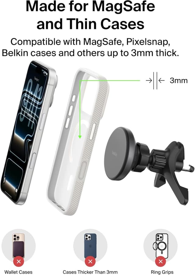Thumbnail 5 de Belkin Wireless Car Charger MagSafe Qi2 Fast 1M Cable