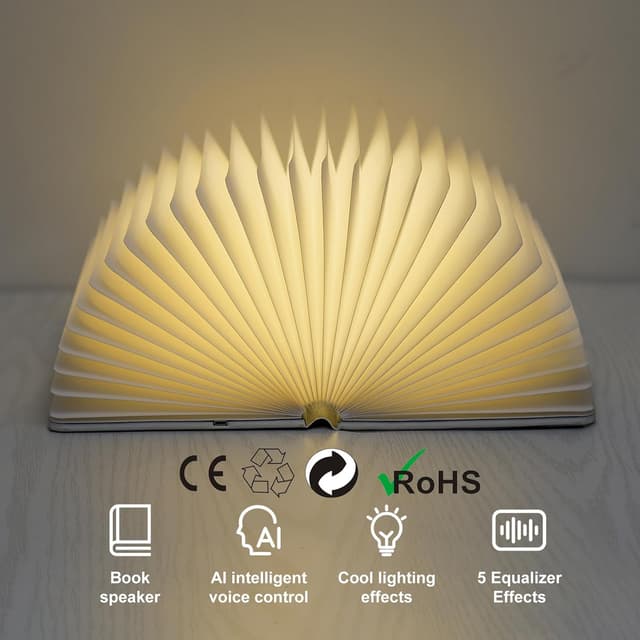 Detalle de QXMGCBOK 3D Drachen-Relief Bluetooth-Buchlautsprecher mit Nachtlicht – tragbar & drehbar