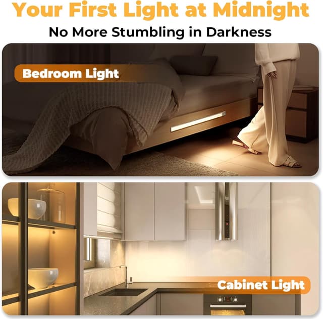 Detalle de LED Schrankbeleuchtung mit Bewegungsmelder, USB-wiederaufladbar & dimmbar (magnetische Unterbauleuchte, 23 cm)