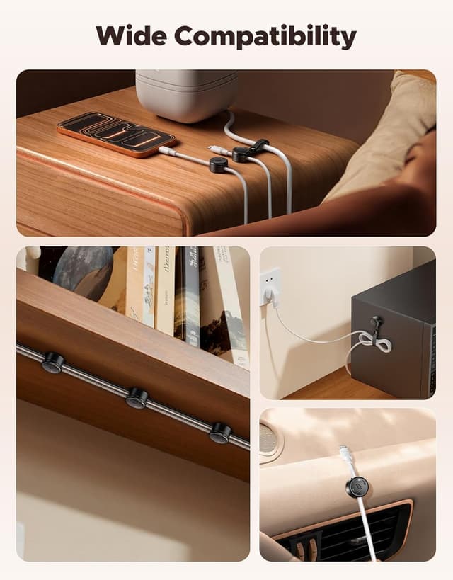 Thumbnail 6 de EOIWUY 8 Pack Cable Clips with Silicone Cable Ties (2-in-1 magnetic phone charging cable holder)