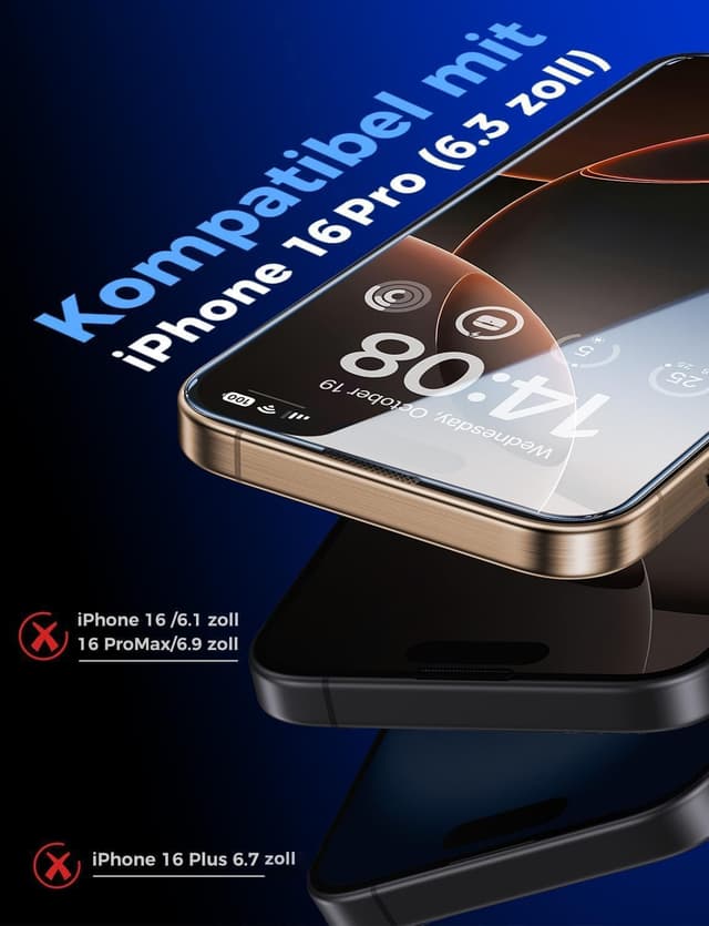 Detalle 2 de MAGIC JOHN Schutzfolie 2er Set iPhone 16 Pro