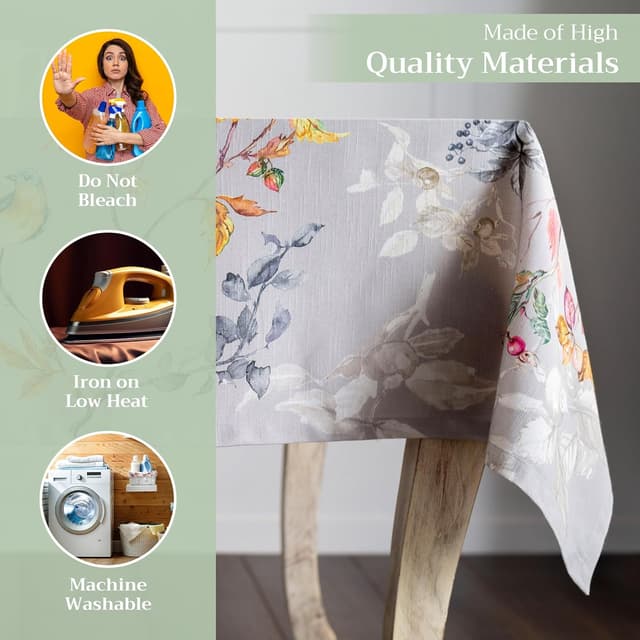 Detalle de Maison d' Hermine Rectangle Table Cloth (Equinoxe - Grey) 100% Cotton, 70 x 108 Inches