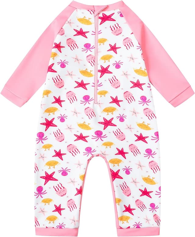Detalle de Ewbob Baby Swimming Warm Suit long-sleeve rash guard swimsuit with back zip for girls