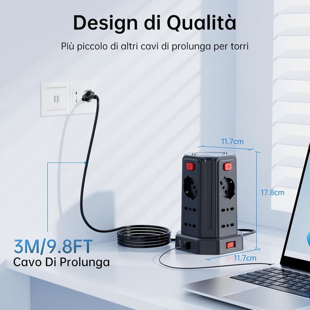 Detalle de Sameriver Ciabatta elettrica 2 m 12 prese 🔌