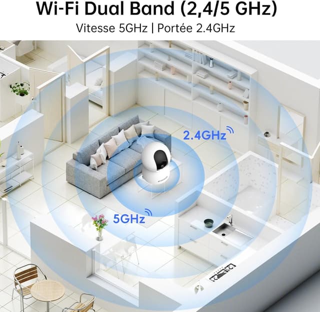 Detalle de Caméra WiFi 2K 3MP CiKiKWXO pour intérieur