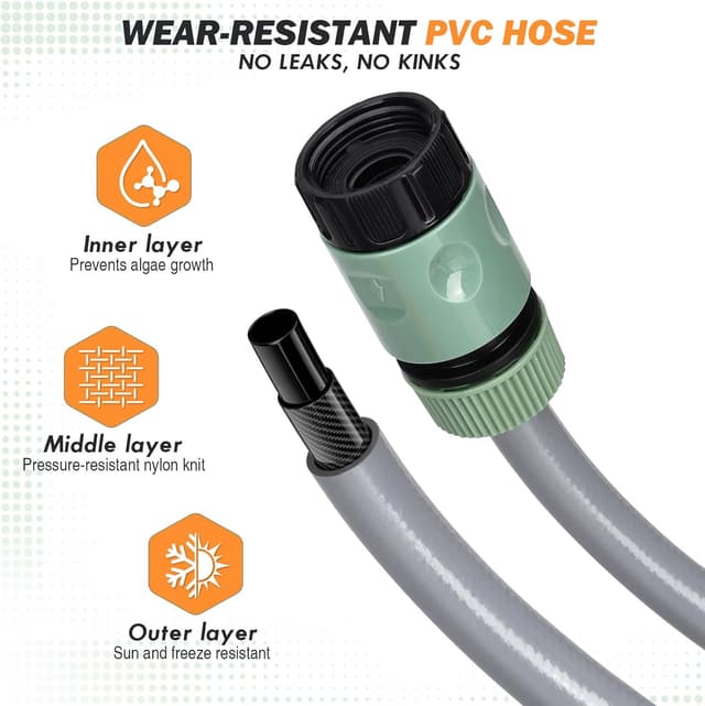 Detalle de Bietor Retractable Garden Hose Reel 38m + 2m (Wall Mounted) with Auto Rewind, Auto Lock and 10-Mode Nozzle