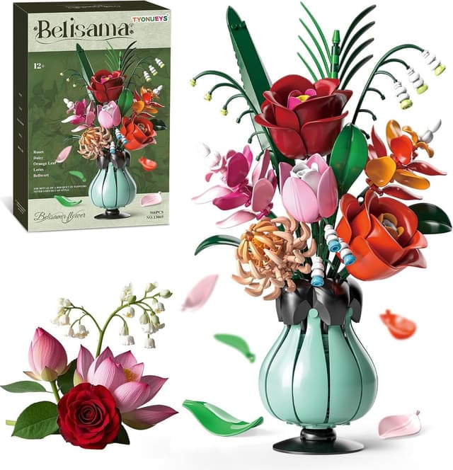 Detalle de TYONUEYS 566 Teile Blumen Bauspielzeugset