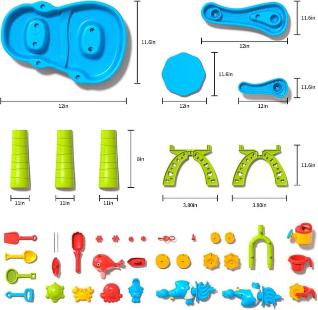 Detalle 2 de Doloowee Wasserspieltisch mit 12-teiligem Zubehörset – großer Wasser- und Sandspielbereich für Kinder ab 3 Jahren