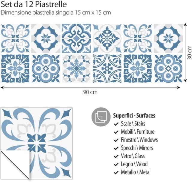 Thumbnail 4 de RE-COVERTILES Adesivi per piastrelle 12 pz 15x15 cm 🧩