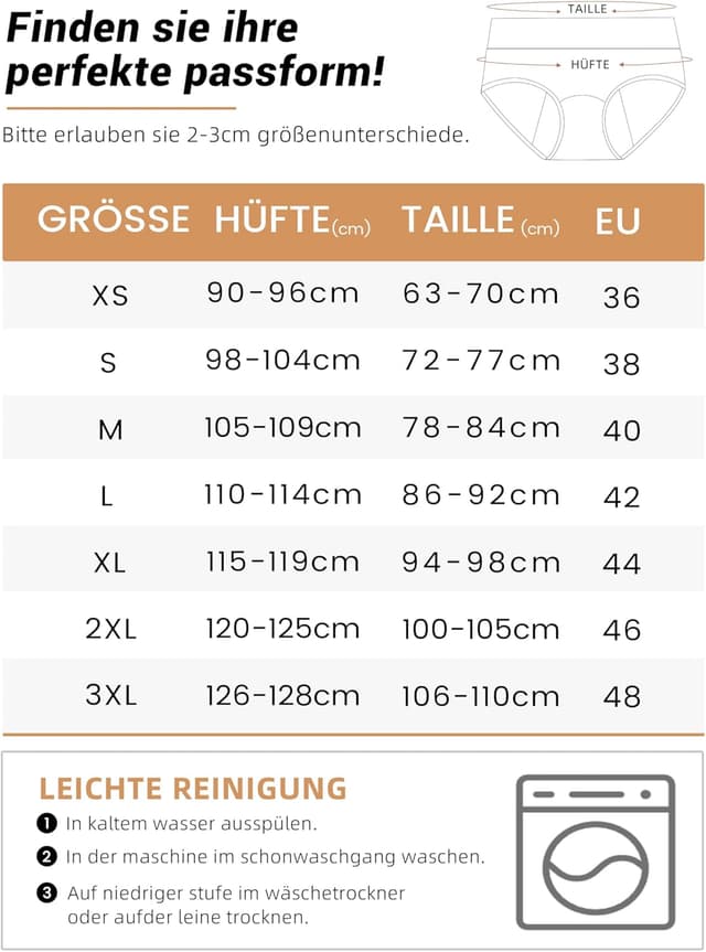 Detalle 2 de TIICHOO culotte menstruelle taille haute pour flux abondant (lot de 3) – protection lavable