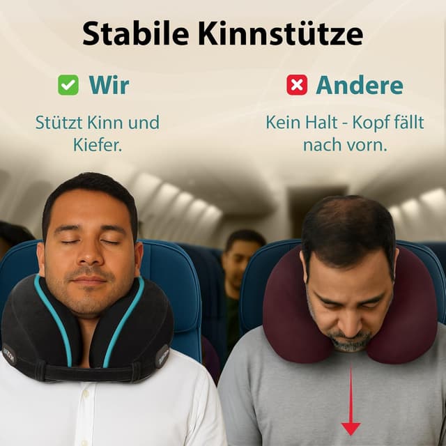 Detalle de FLOWZOOM Dream Pro Nackenkissen mit extra Seitenstütze (Memoryschaum) – Schwarz