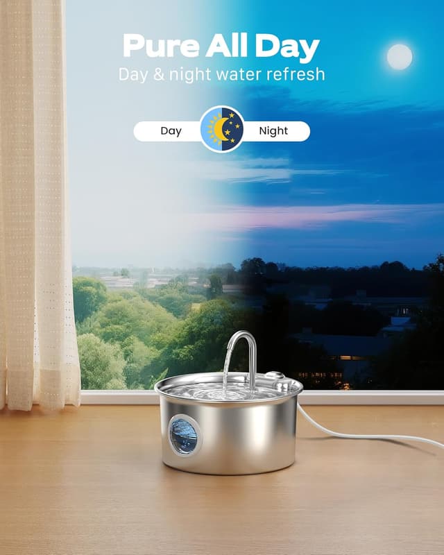 Thumbnail 3 de Fontaine INOX 2,6 L pour chat et petit chien 💧