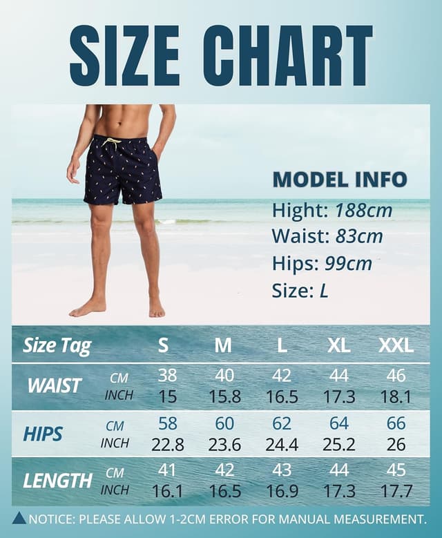 Detalle 2 de AMZSPORT shorts de bain homme boardshort imperméable avec poches et doublure en maille