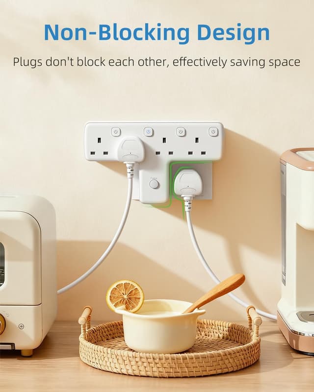 Detalle 2 de Mscien Multi Plug Adapter 4-way with surge protector 🔌