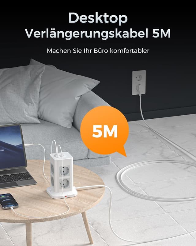 Thumbnail 3 de TESSAN 8-fach Mehrfachsteckdose mit USB C 3600W