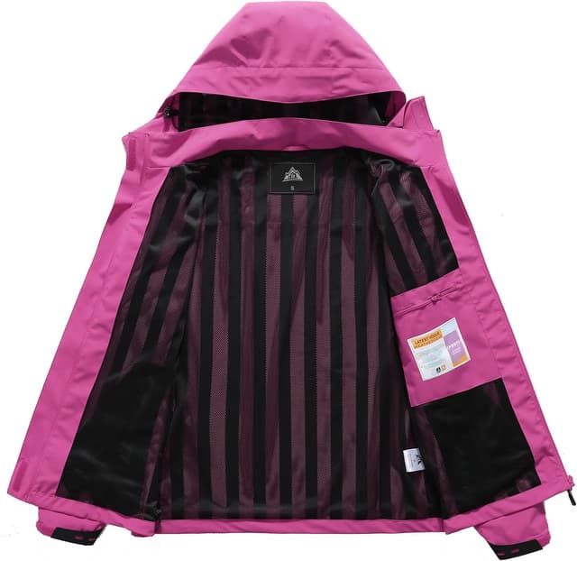 Detalle de MOERDENG Women’s Waterproof Rain Jacket Lightweight Raincoat (Hooded Softshell Windbreaker)