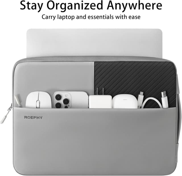 Detalle de ROEPHY Laptop Tasche für 16 Zoll – wasserdichtes Laptop Sleeve in Grau