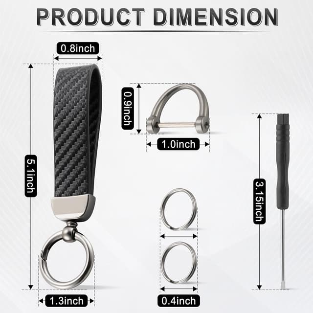 Thumbnail 1 de JUSTTOP Leather Keychain Carbon Fiber Ring
