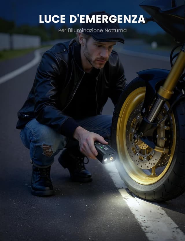 Detalle 2 de Lamicall Pompa Elettrica per Bicicletta con Compressore Portatile 150 PSI, spegnimento automatico e luce LED