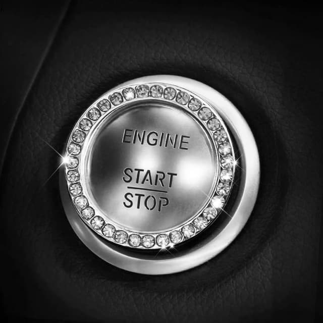 Detalle 2 de 6 Pack Bling Crystal Rhinestone Ring Emblem Stickers for Car Start/Stop Buttons (Zinc Alloy, 1.5in)