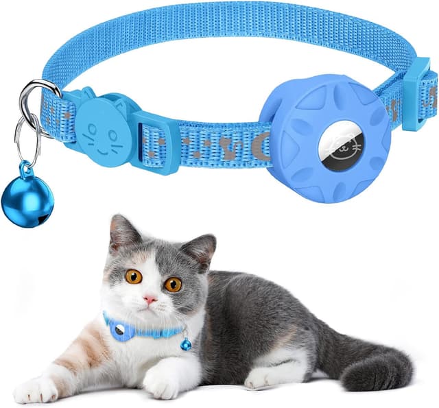 Detalle de Reflective cat collar 3/8 inch with AirTag holder