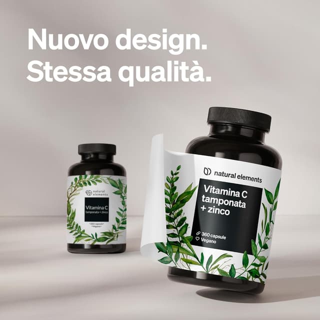 Detalle de Natural Elements Vitamina C 360 capsule (1000 mg + 15 mg zinco) fermentata e tamponata a base vegetale