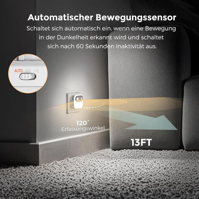 Detalle de LOHAS-LED Nachtlicht Steckdose 2er-Set mit Sensor