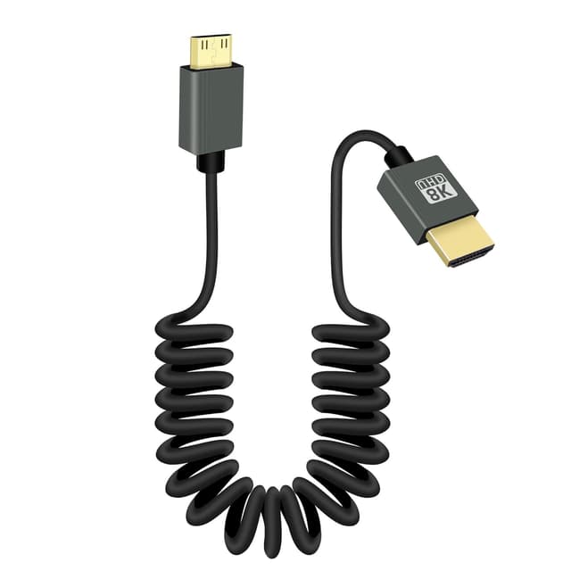Detalle de RIIEYOCA 8K Mini HDTV to HDTV Short Coiled Cable (48Gbps, 8K@60Hz / 4K@120Hz) with HDR Support
