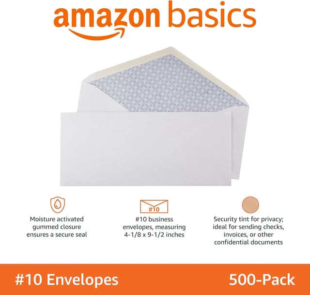Detalle 2 de Amazon Basics #10 Security Envelopes 4-1/8 x 9-1/2, 500
