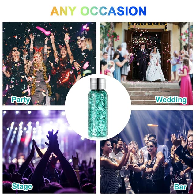 Detalle 2 de URAQT Body Glitter Gel – Chunky Glitzer für Gesicht, Haare, Lippen, Nägel & Körper (Grün)