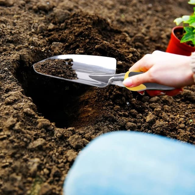 Detalle 2 de Cuayaes kleine Gartenschaufel / Handschaufel (30 cm), gummierter rutschfester Griff