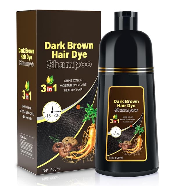 Detalle de Cosmpro Dark Brown Natural Hair Dye Shampoo 3 in 1 (Gray Coverage) — Unisex, 16.9 fl oz/500 mL
