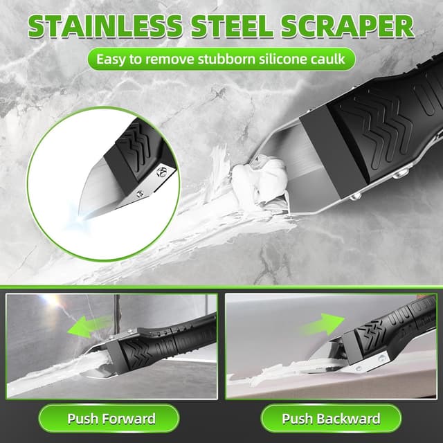 Detalle de 5 in 1 Silicone Caulking Tool Kit for Sealant Removal & Finishing (Green) with 6 Silicone Pads