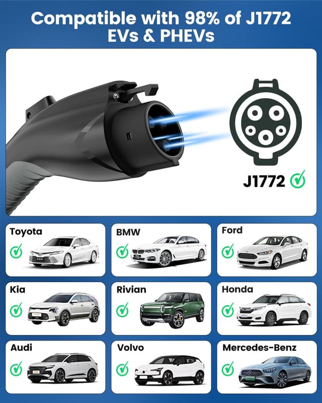 Detalle de SEGUMA Level 2 EV Charger with NEMA 10-30 Plug, 24A 240V (10–24A Adjustable), 25FT J1772 Portable Dryer-Outlet Charger