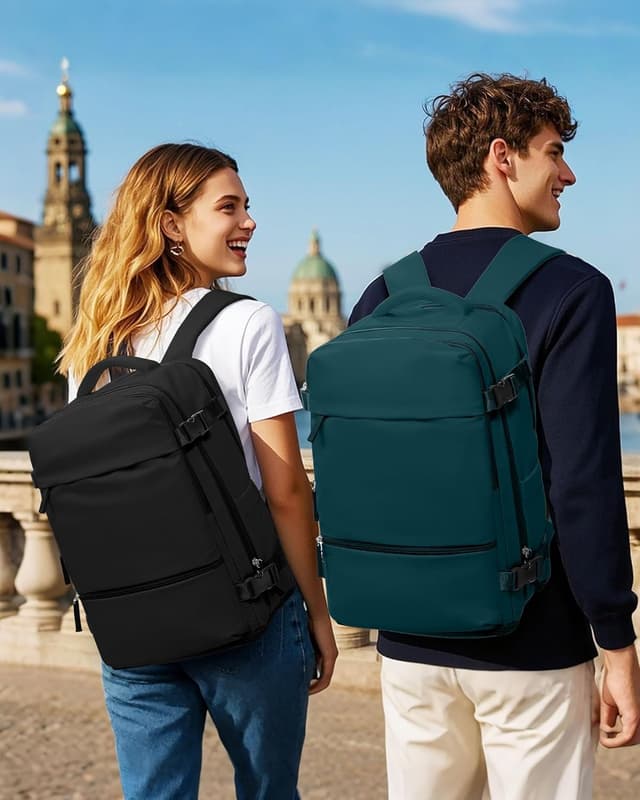 Detalle de SZLX großer Reiserucksack 40x30x20 mit Vakuum-/Kompressionsfunktion, Laptopfach und Schuhfach – passend für Ryanair & Wizz Air Handgepäck