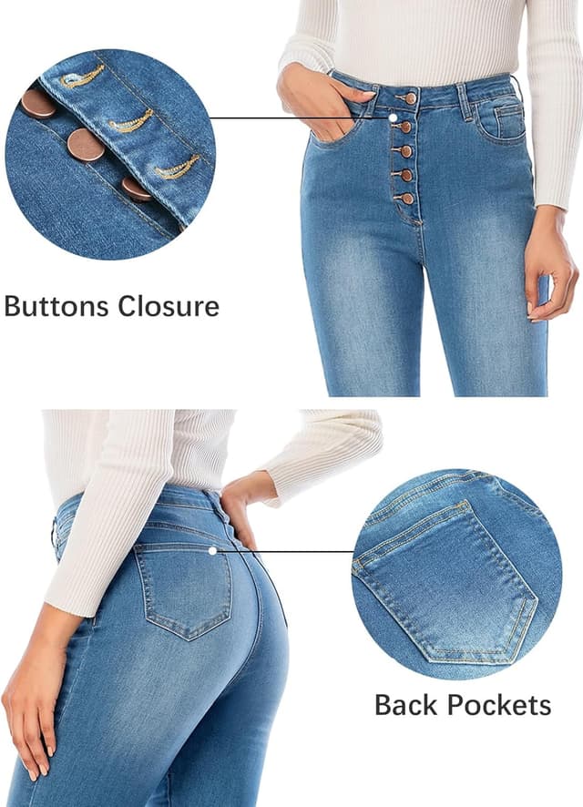 Detalle de Jeans femme taille haute Ecupper slim skinny stretch à 5 poches