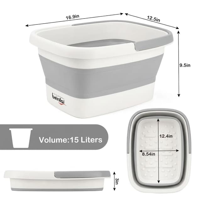 Detalle de Beinilai Collapsible Foot Bath Basin for Soaking Feet with Massage Acupoint Rollers